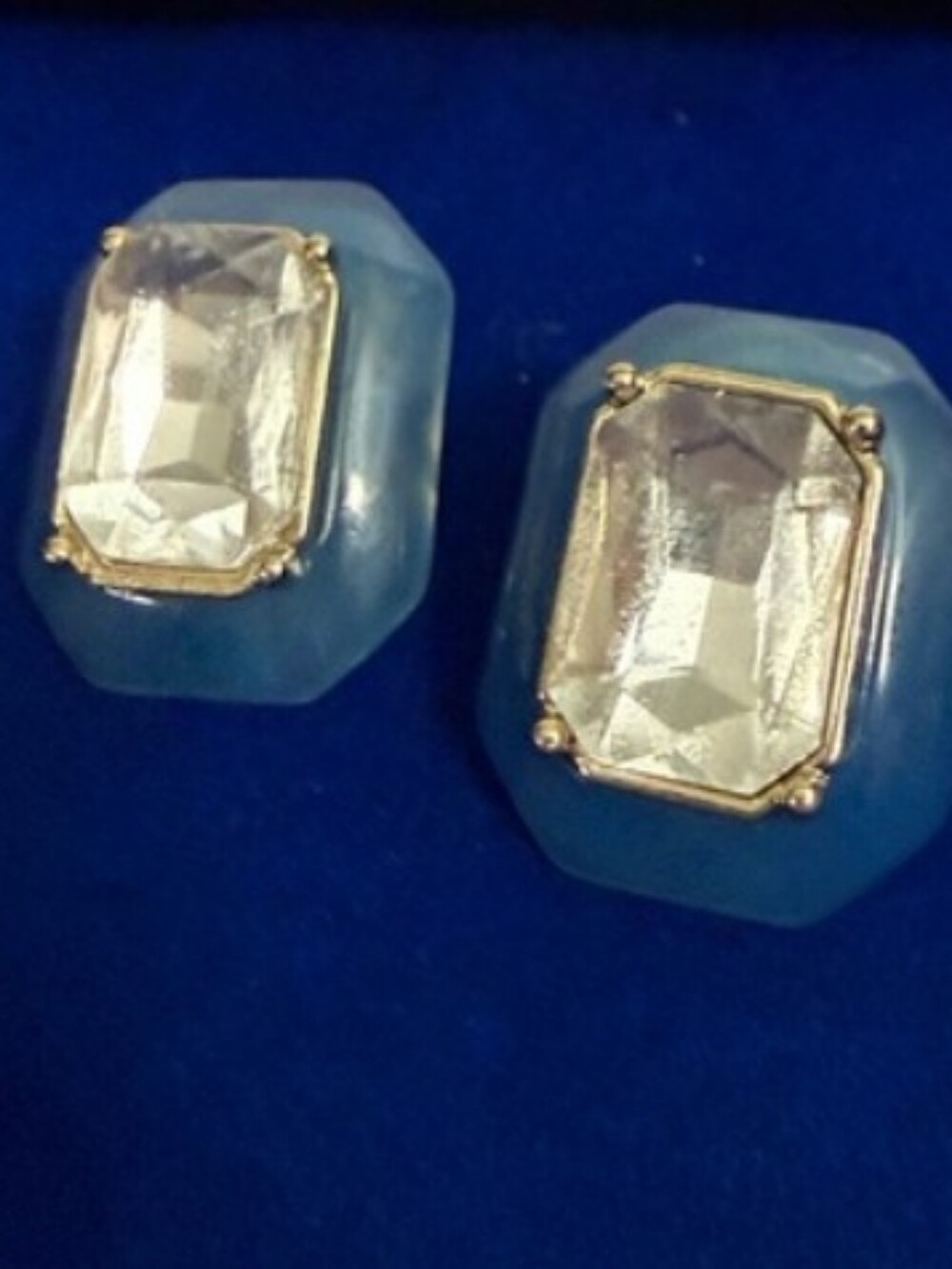 Crystal Statement Stud Earrings -(Blue/Silver)🩵🩶